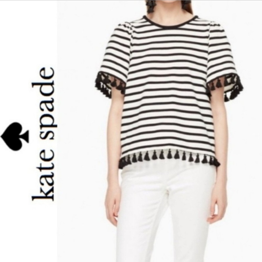Kate Spade Broome Street Stripe Flutter Sleeve Top size S
